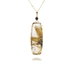 Golden Rutilated Quartz Rectangular Gold Necklace