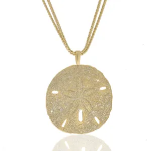 Goldtone Stardust Sand dollar Pendant 16"