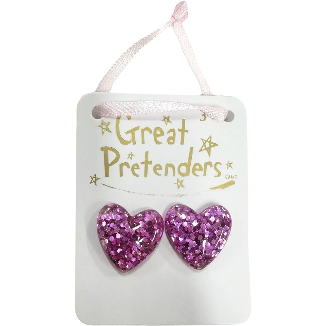 Great Pretenders Boutique Glitter Hearts Clip On Earrings