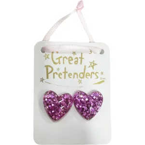 Great Pretenders Boutique Glitter Hearts Clip On Earrings