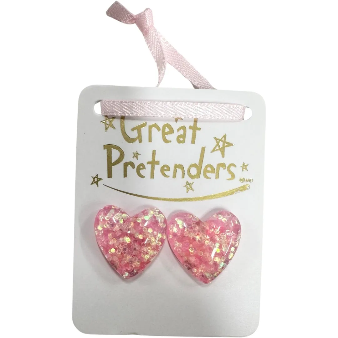 Great Pretenders Boutique Glitter Hearts Clip On Earrings