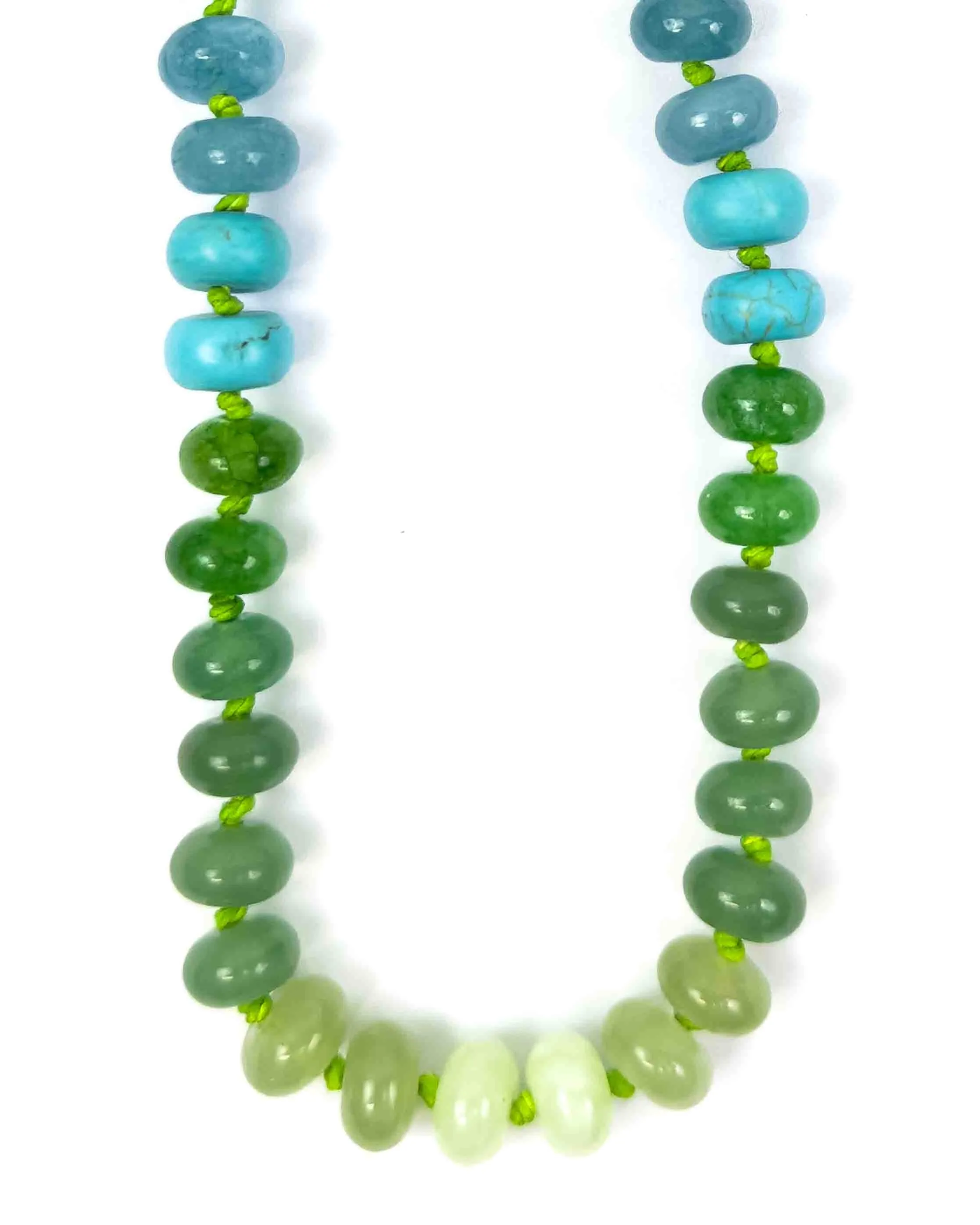 Green & Blue Multi Gemstone Knotted Necklace