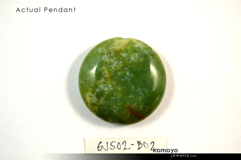 GREEN MOSS AGATE NECKLACE - Coin Pendant and Round Beads