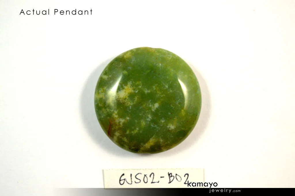 GREEN MOSS AGATE NECKLACE - Coin Pendant and Round Beads
