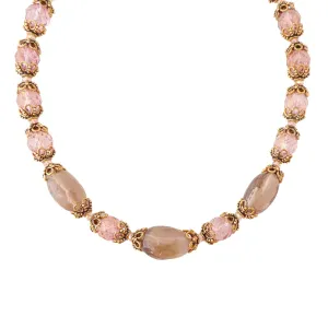 Greige quartz rococo necklace