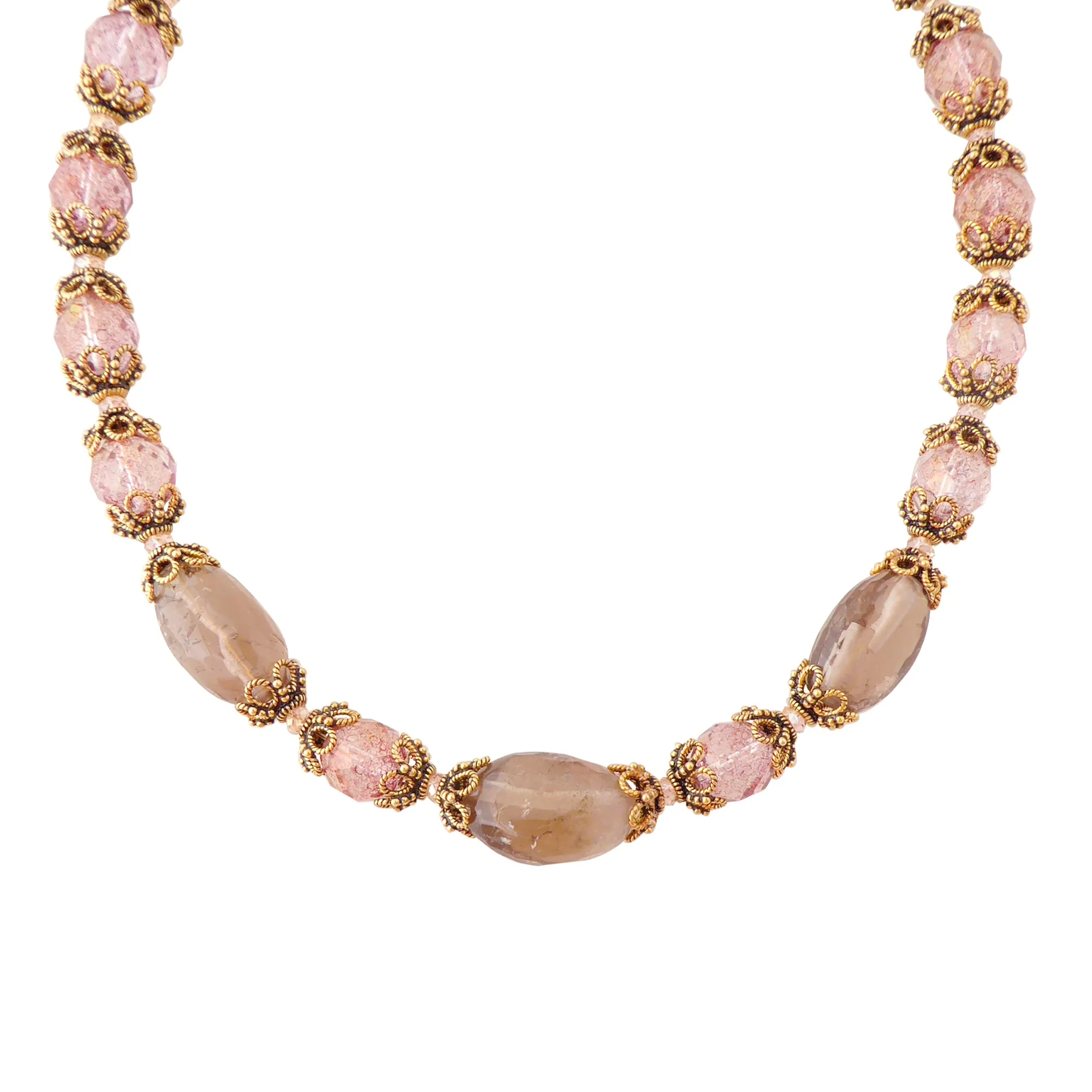 Greige quartz rococo necklace