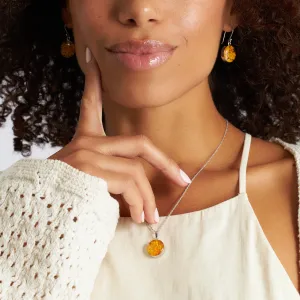 Halo Drop Necklace with Yellow Flowers