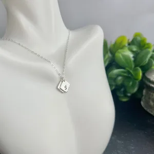 Hammered .925 Sterling Silver Initial Pendant with Fine Sterling Silver Chain