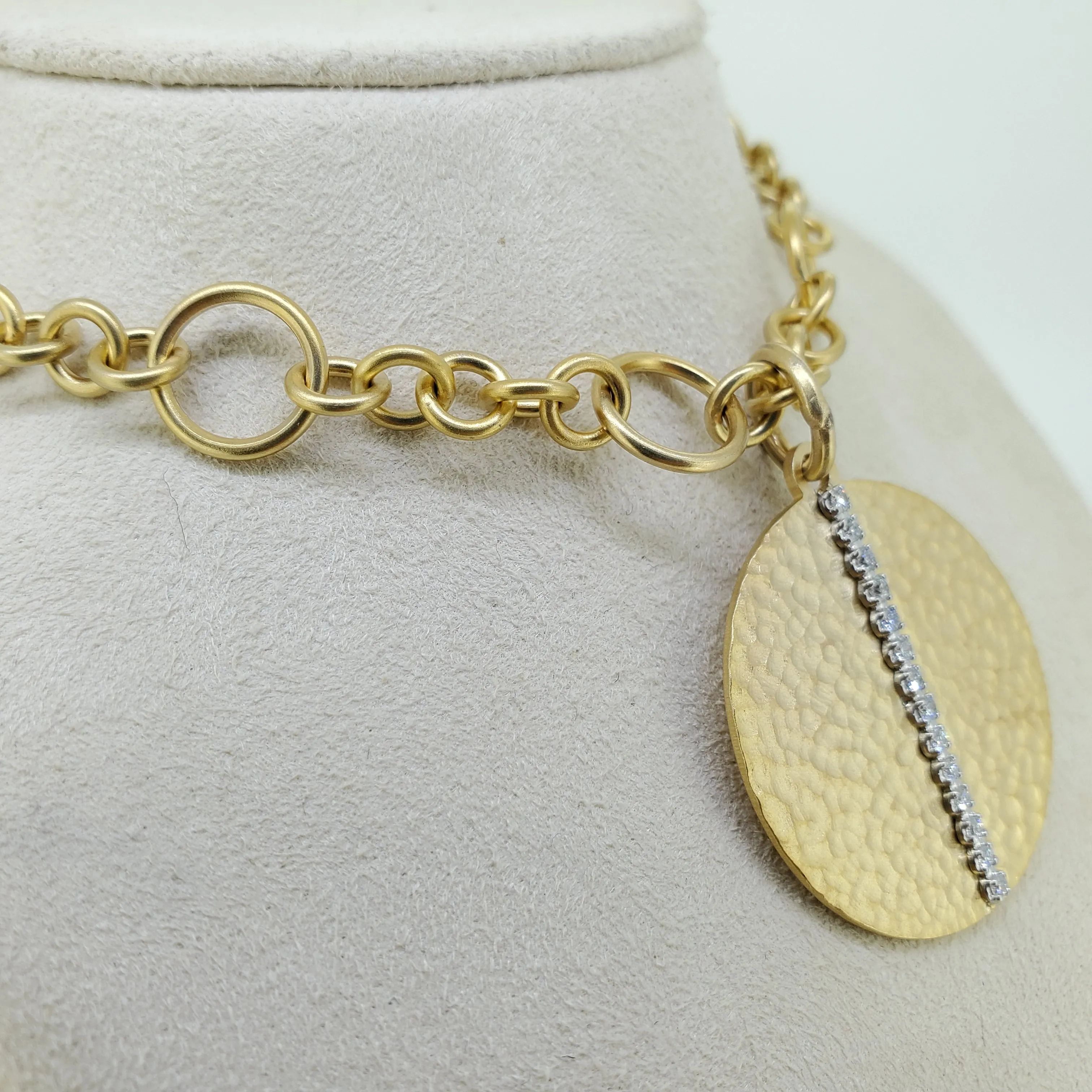 Hammered Large Circle Pendant Necklace