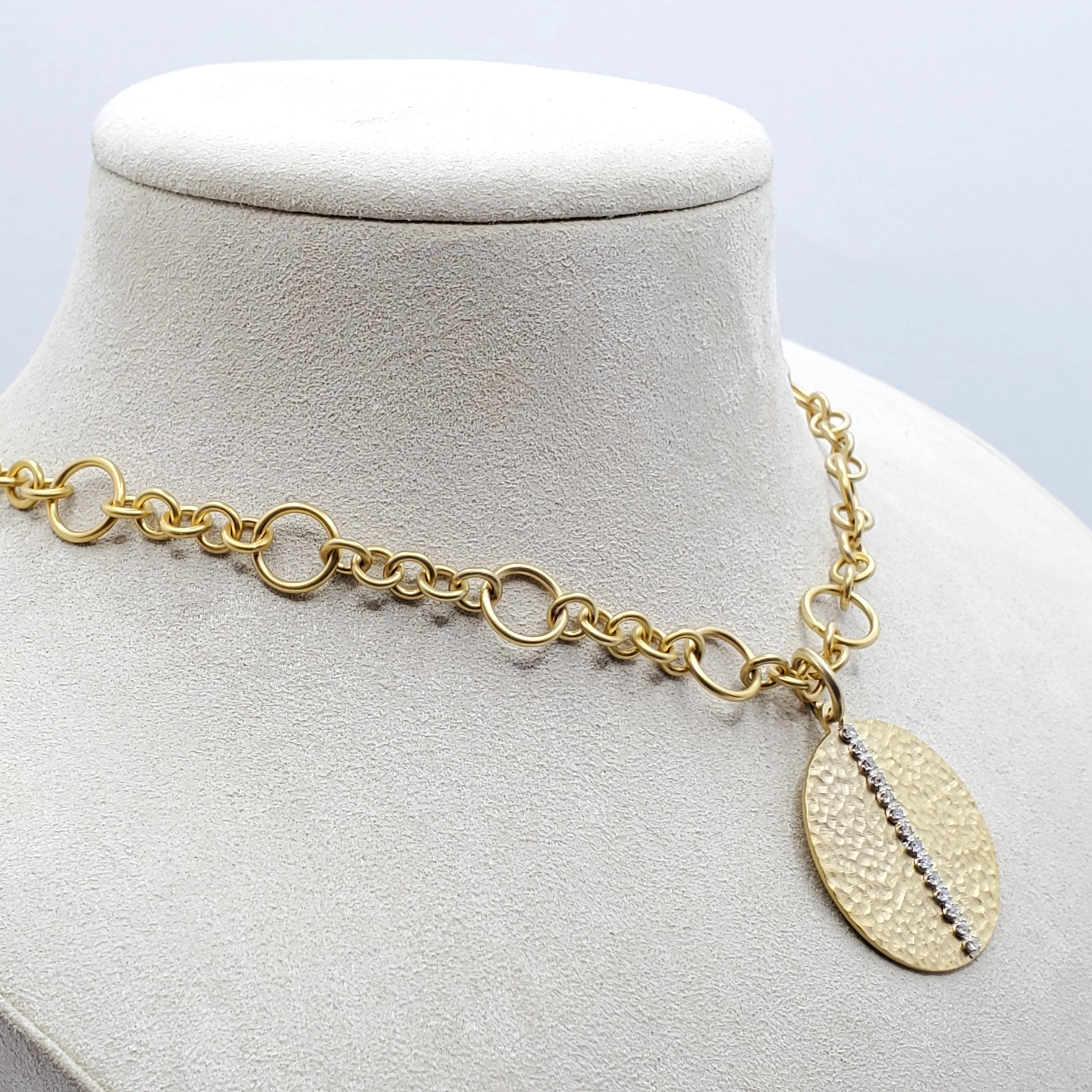 Hammered Large Circle Pendant Necklace