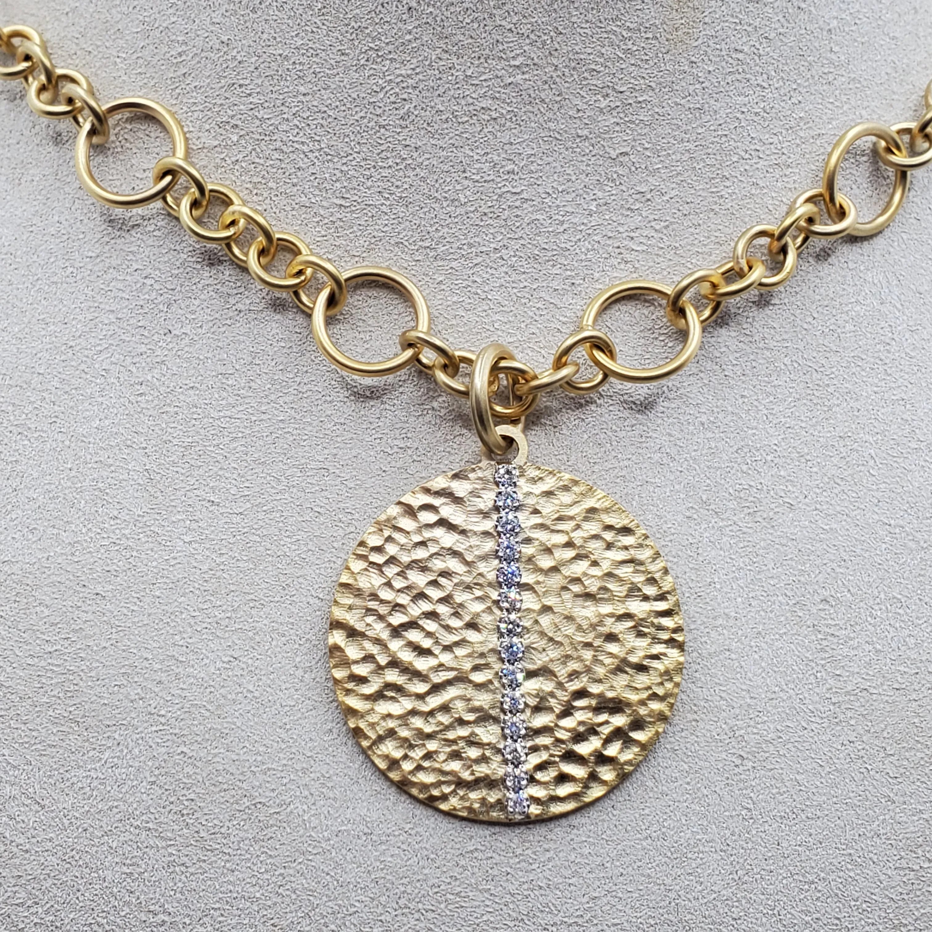 Hammered Large Circle Pendant Necklace
