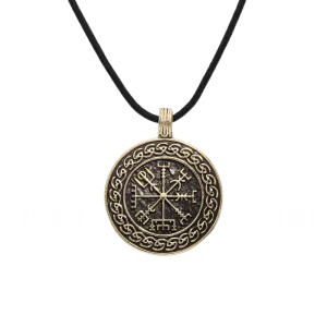 Handcrafted Vegvisir Norse Patterns Amulet Bronze