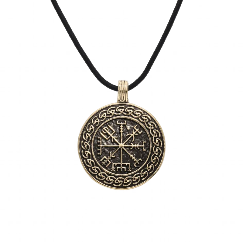Handcrafted Vegvisir Norse Patterns Amulet Bronze