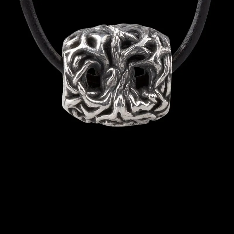 Handcrafted Yggdrasil Ash Tree Bead Silver Sterling Pendant