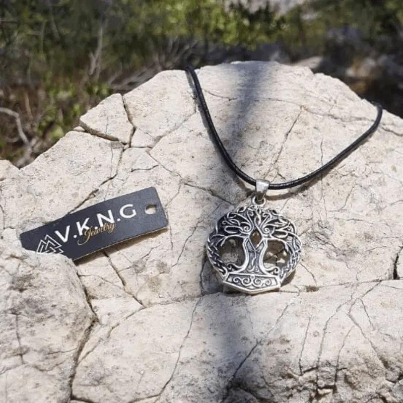 Handcrafted Yggdrasil Mjolnir Sterling Silver Pendant