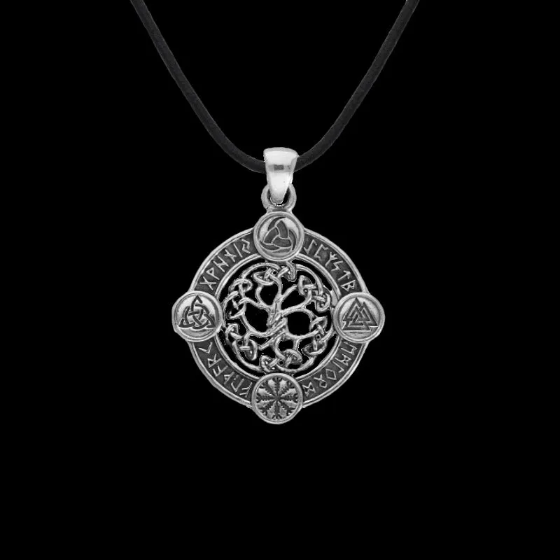 Handcrafted Yggdrasil The World Tree Norse Sterling Silver Pendant
