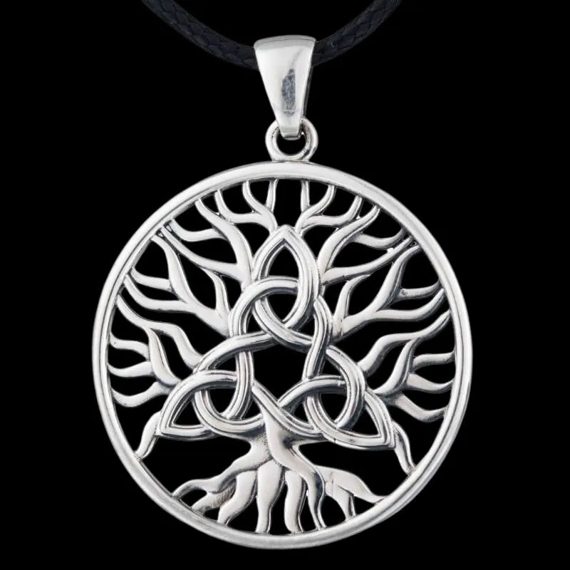 Handcrafted Yggdrasil Triquetra Symbol Silver Sterling Pendant