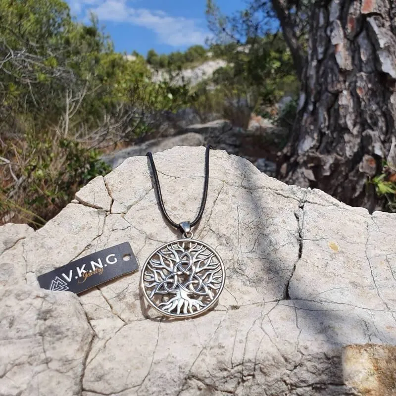 Handcrafted Yggdrasil Triquetra Symbol Silver Sterling Pendant