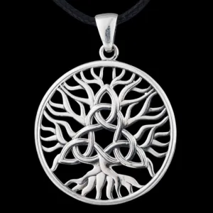 Handcrafted Yggdrasil Triquetra Symbol Silver Sterling Pendant