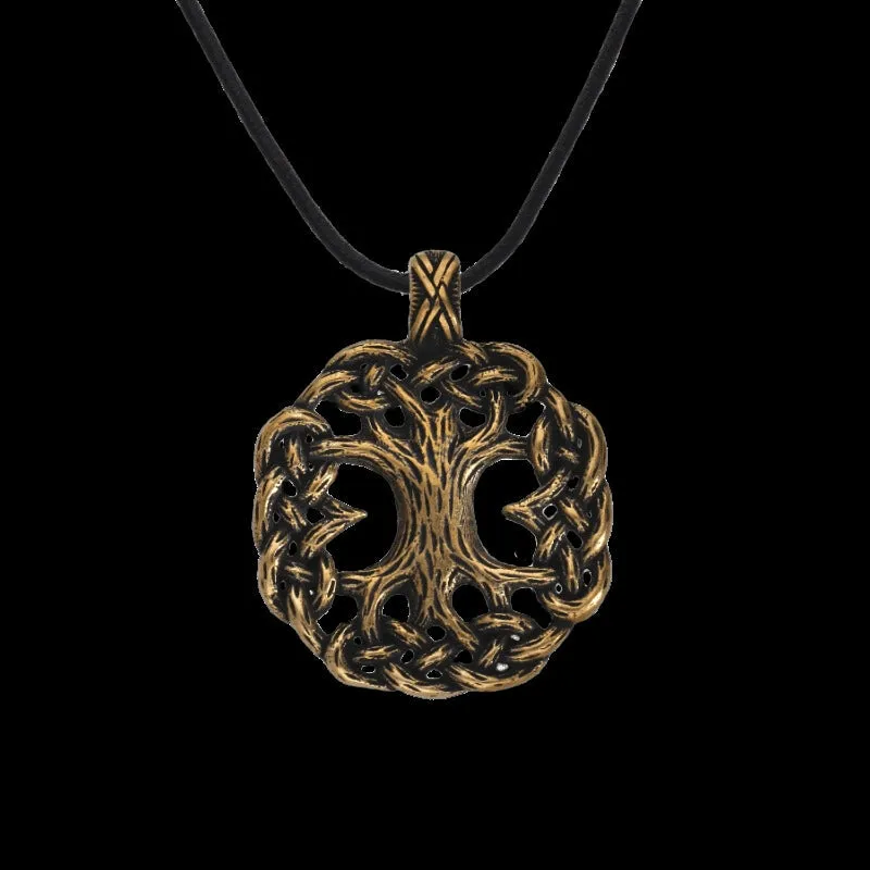 Handcrafted Yggdrasil Wolf Rune Bronze Pendant