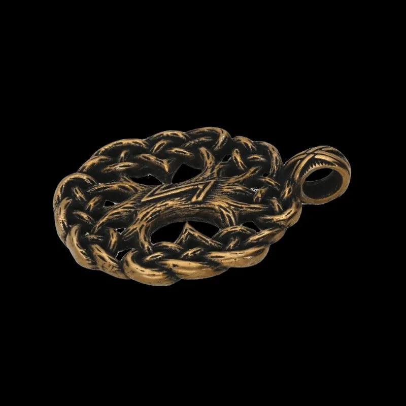 Handcrafted Yggdrasil Wolf Rune Bronze Pendant