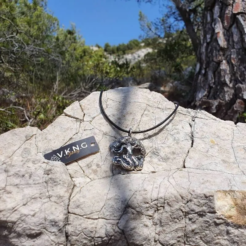 Handcrafted Yggdrasil World Tree Sterling Silver Pendant