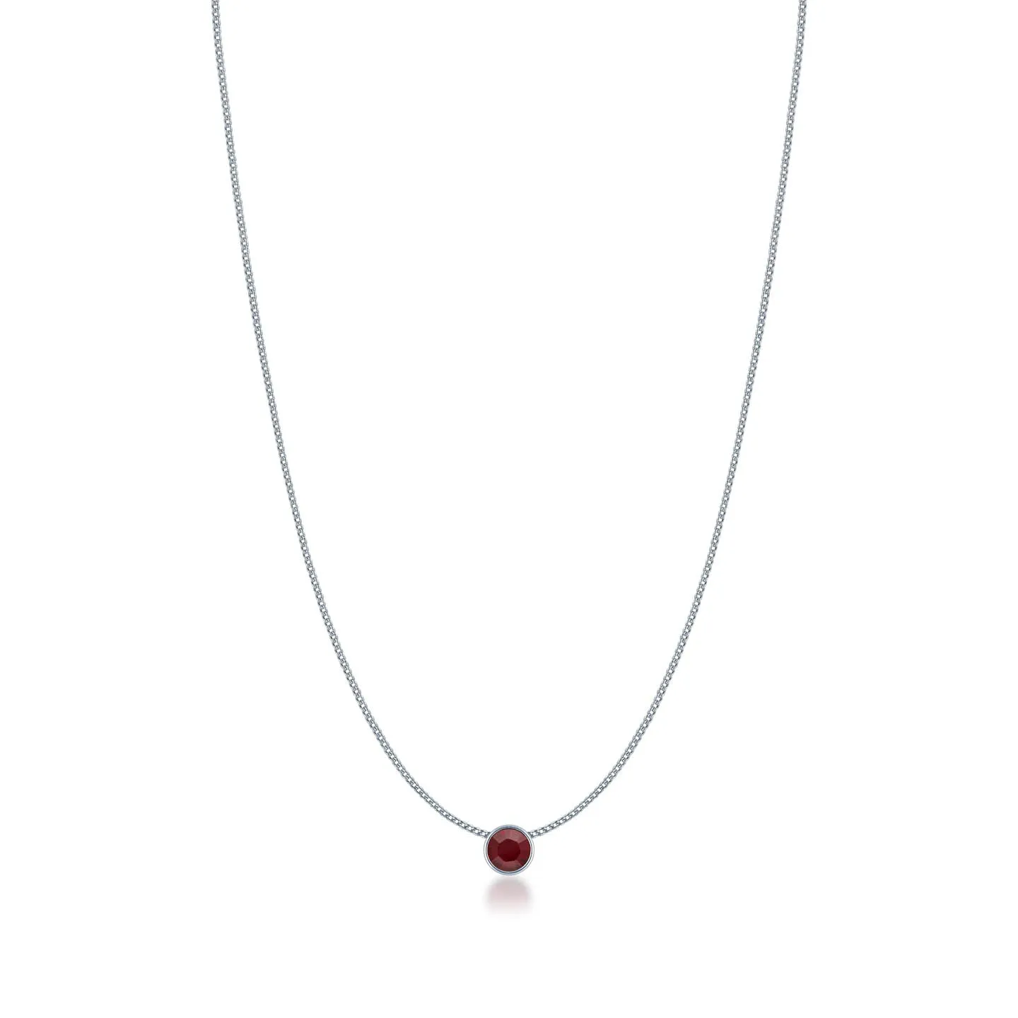 Harley Small Pendant Necklace with Red Siam Round Crystals from Swarovski Silver Toned Rhodium Plated