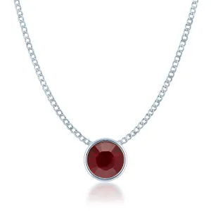 Harley Small Pendant Necklace with Red Siam Round Crystals from Swarovski Silver Toned Rhodium Plated