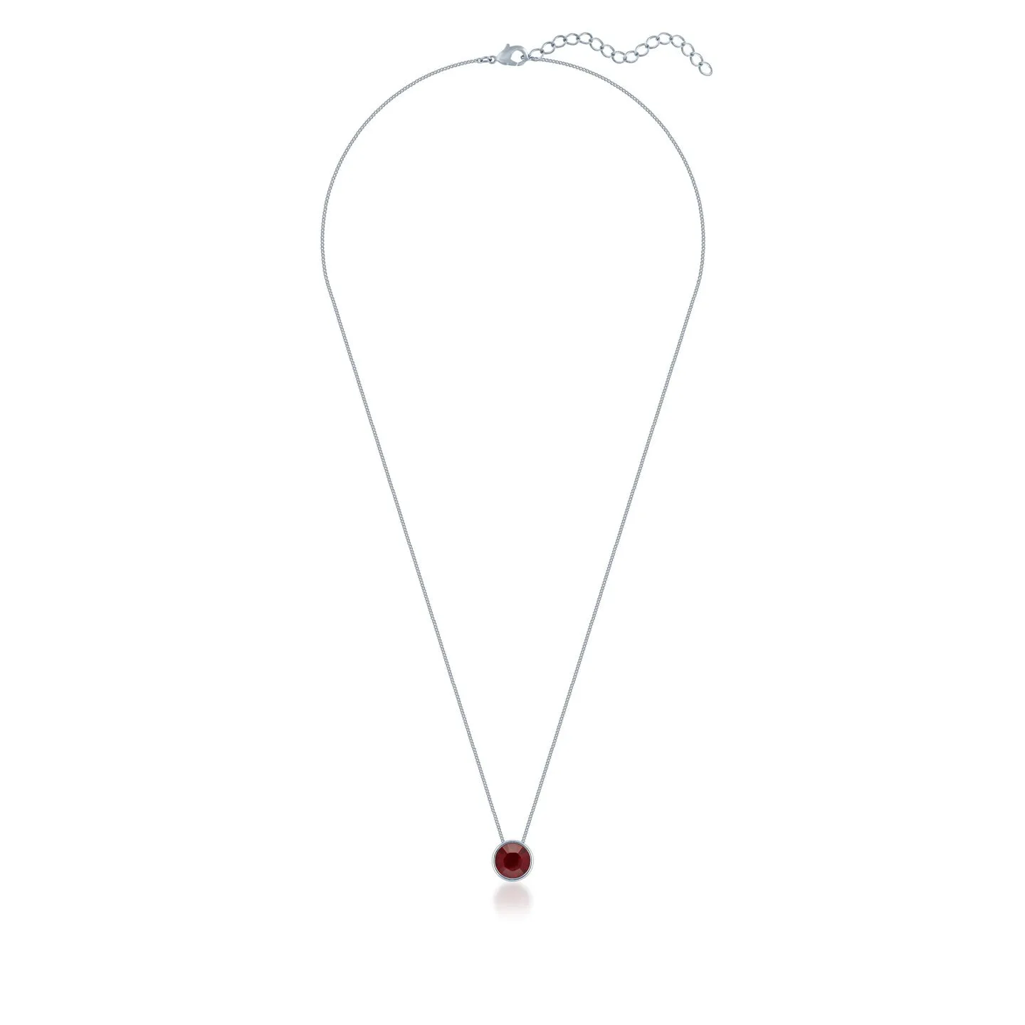 Harley Small Pendant Necklace with Red Siam Round Crystals from Swarovski Silver Toned Rhodium Plated