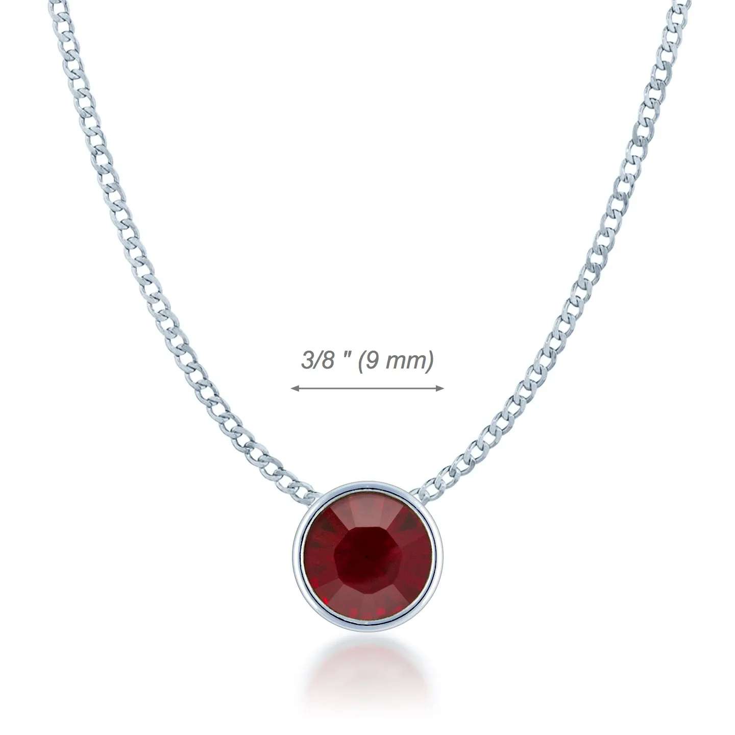 Harley Small Pendant Necklace with Red Siam Round Crystals from Swarovski Silver Toned Rhodium Plated