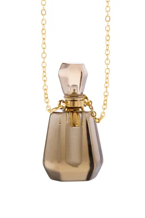 HDN2930 - NATURAL STONE ROUNDED CRYSTAL PERFUME BOTTLE NECKLACE WITH BOX