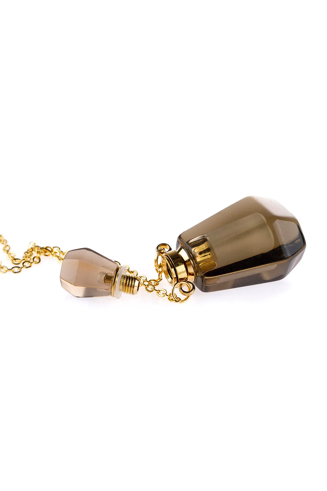 HDN2930 - NATURAL STONE ROUNDED CRYSTAL PERFUME BOTTLE NECKLACE WITH BOX