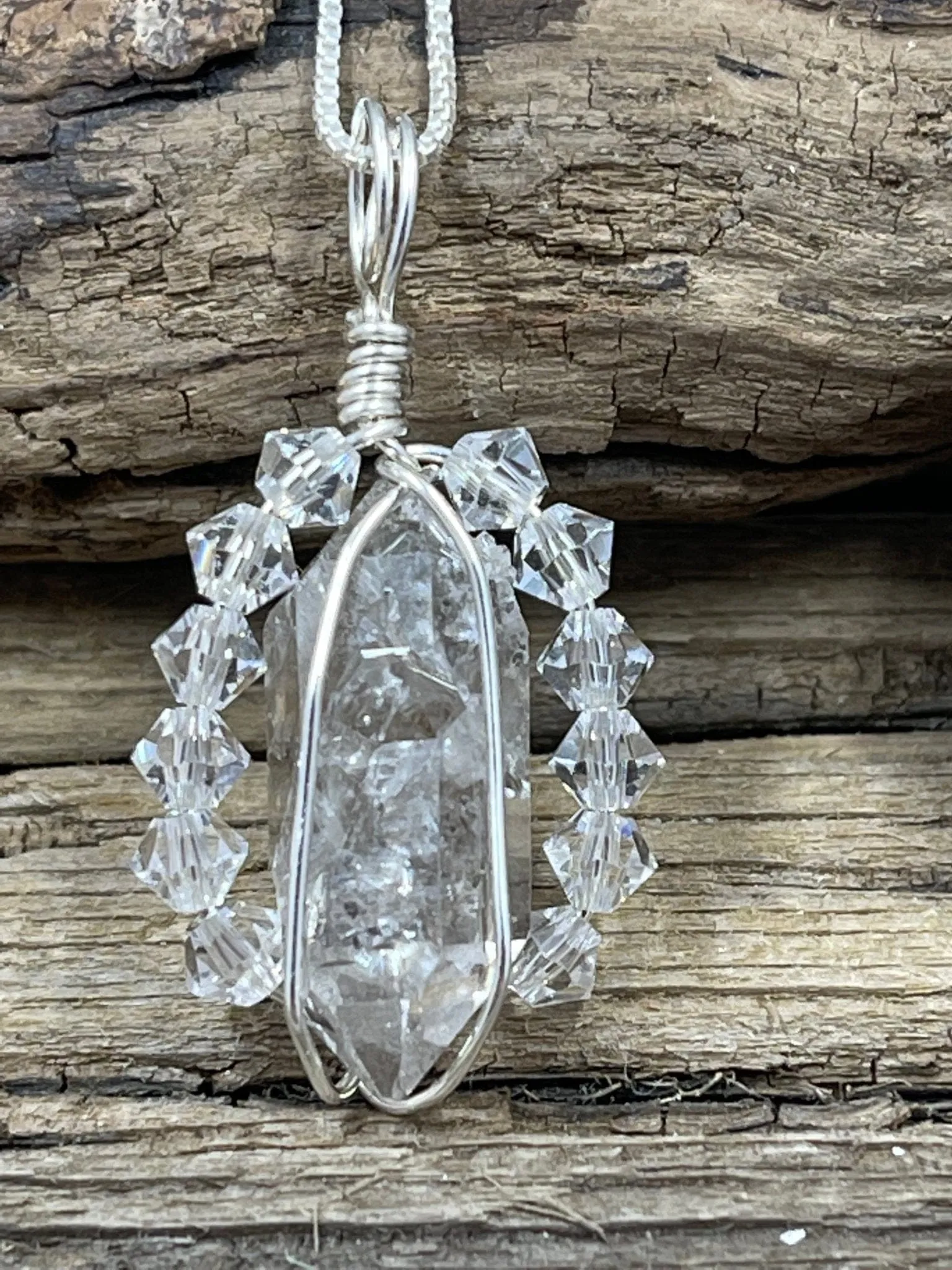 Herkimer Diamond Pendant with Crystals