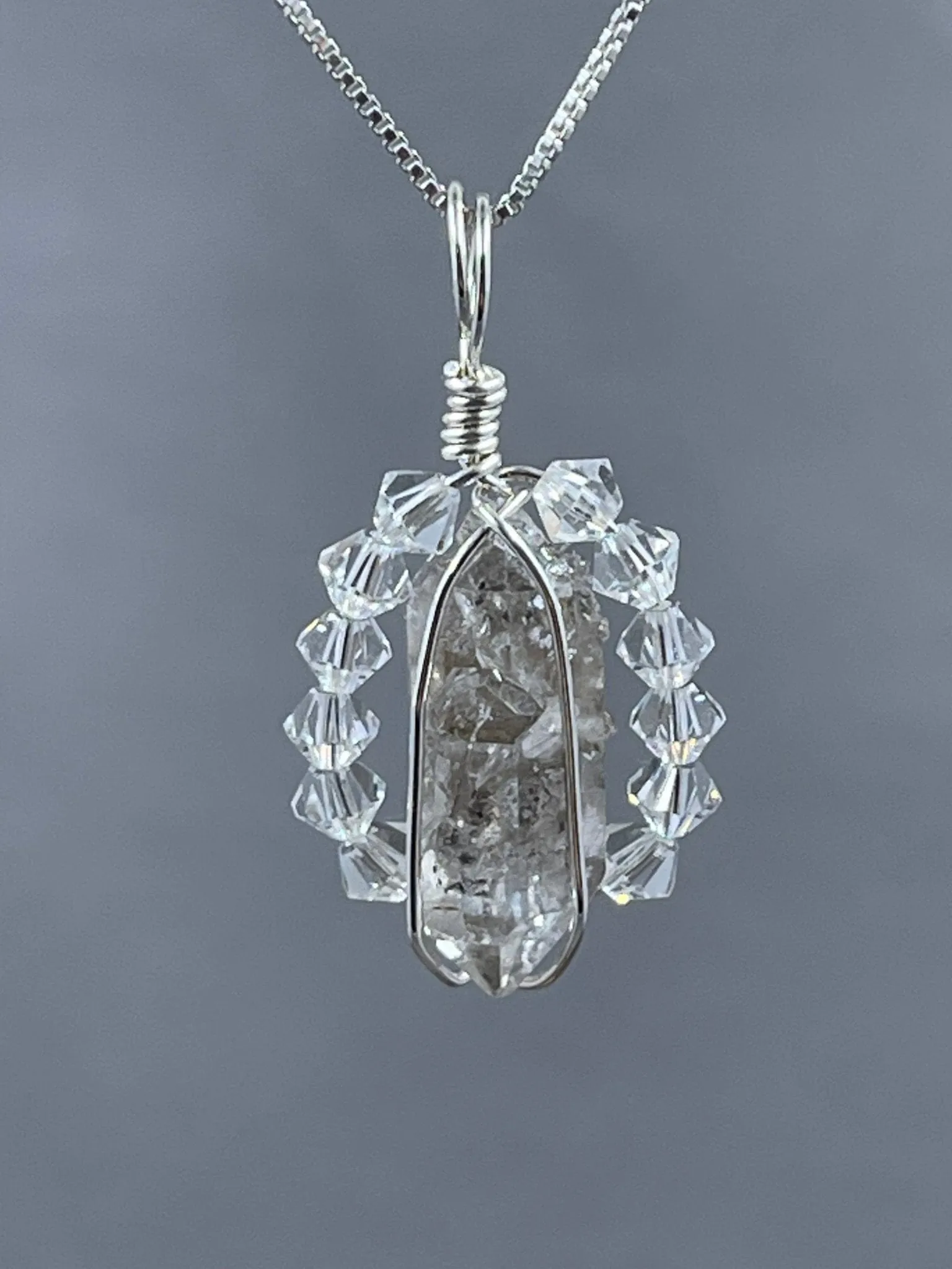 Herkimer Diamond Pendant with Crystals