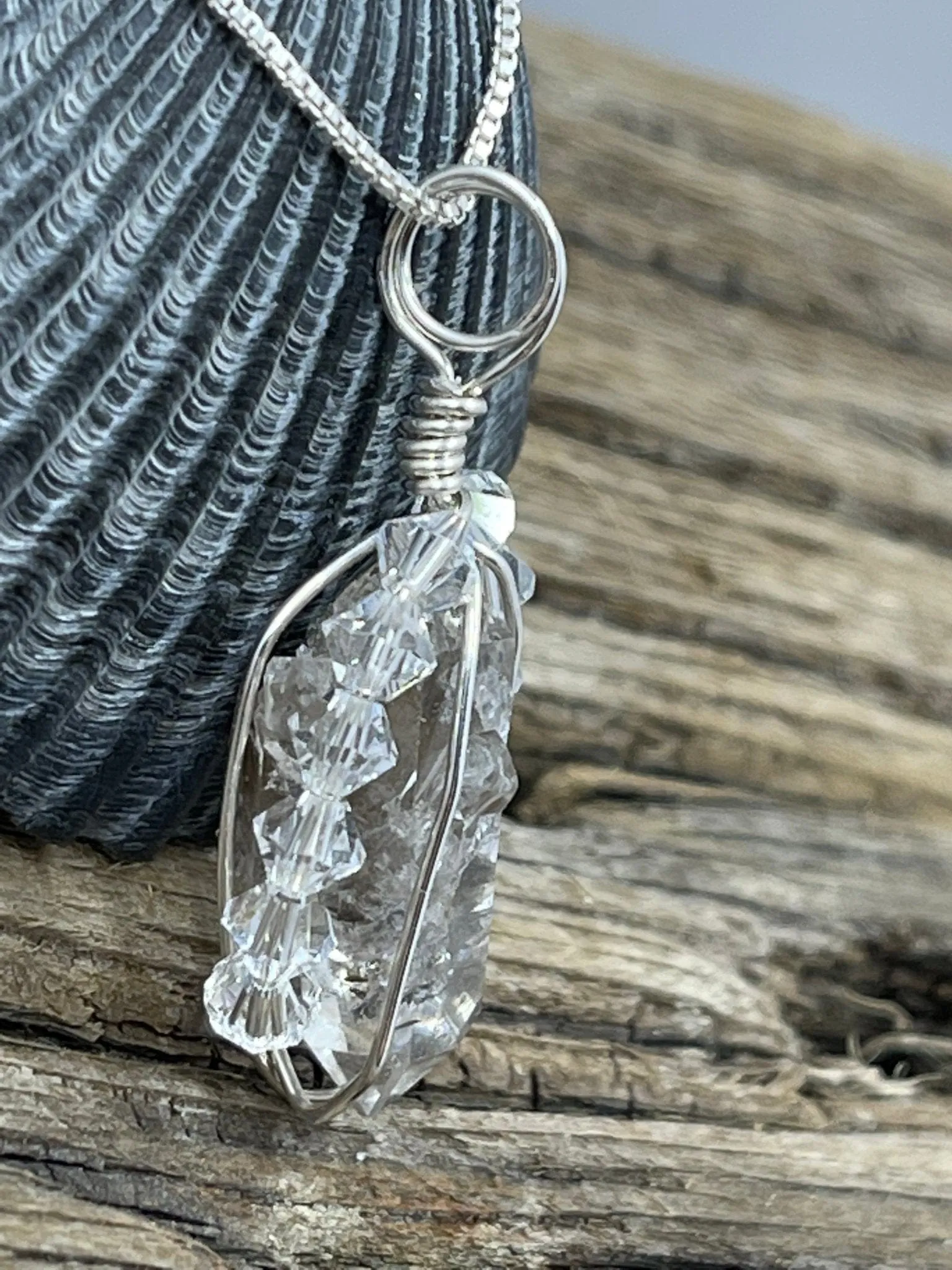 Herkimer Diamond Pendant with Crystals