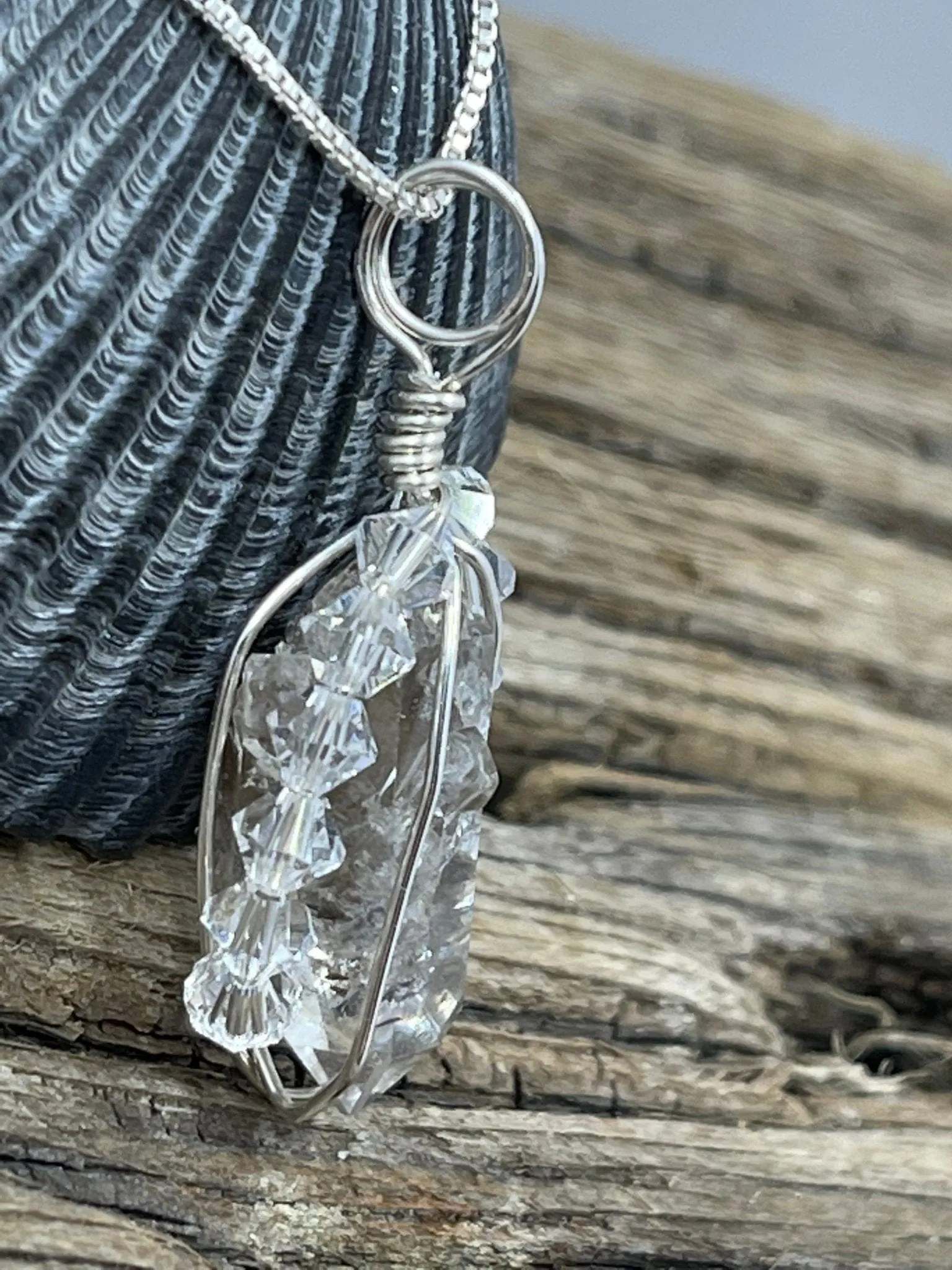 Herkimer Diamond Pendant with Crystals