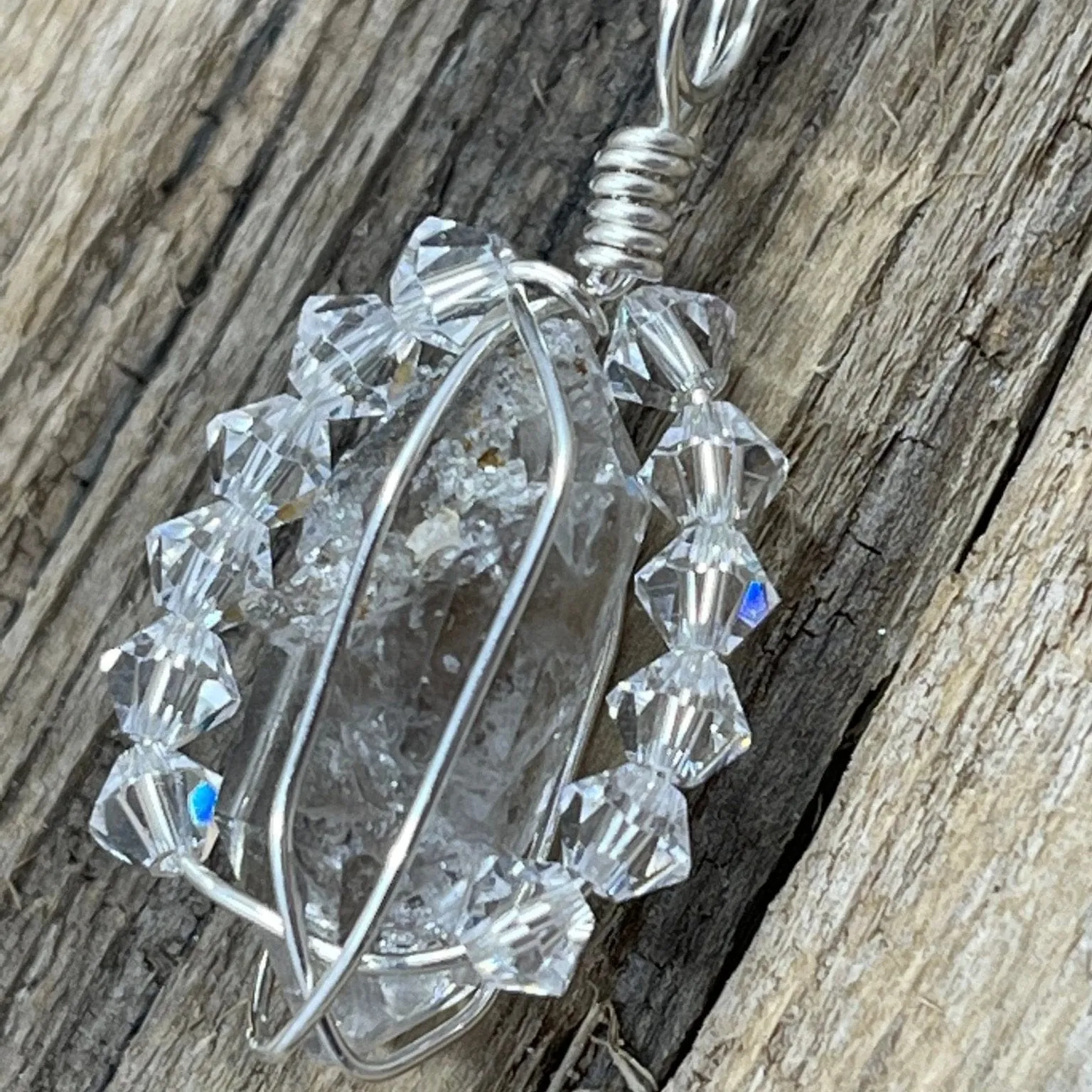 Herkimer Diamond Pendant with Crystals