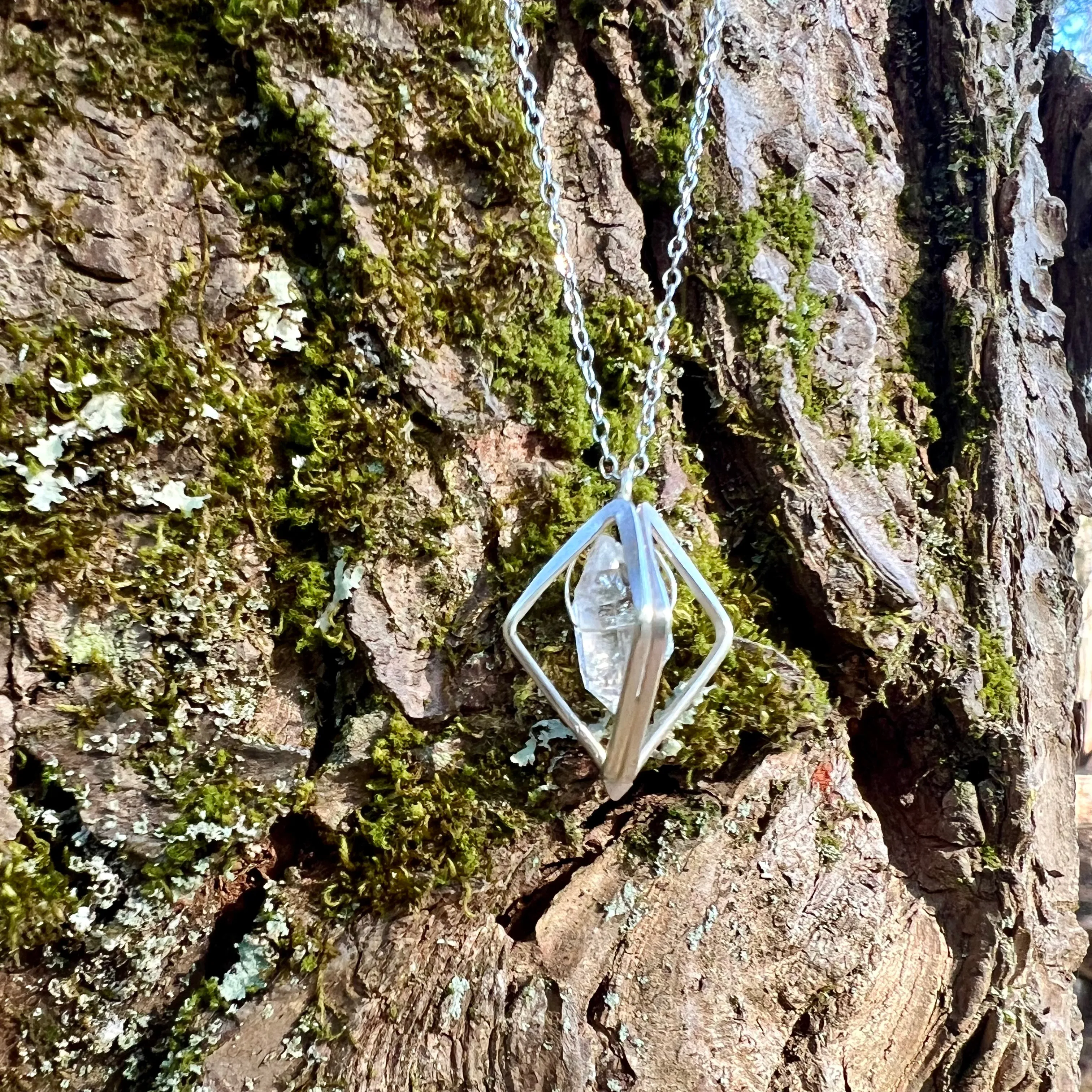 Herkimer Double Diamond Necklace, Handmade