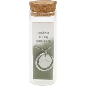 Hiking 16.5" - 18.5" Stainless Steel Engraved Necklace in a Bottle
