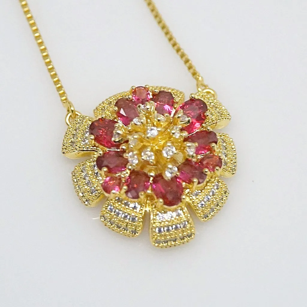 Huge Ruby Flower Pendant