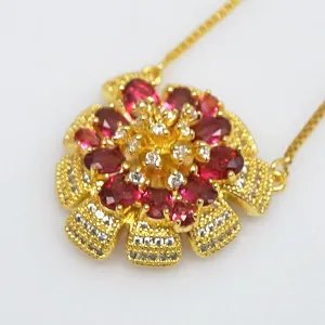 Huge Ruby Flower Pendant