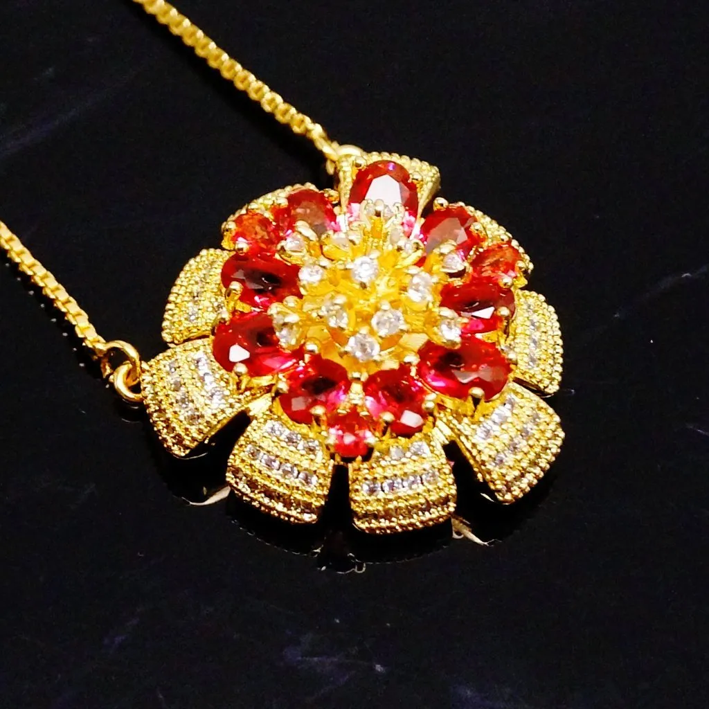 Huge Ruby Flower Pendant