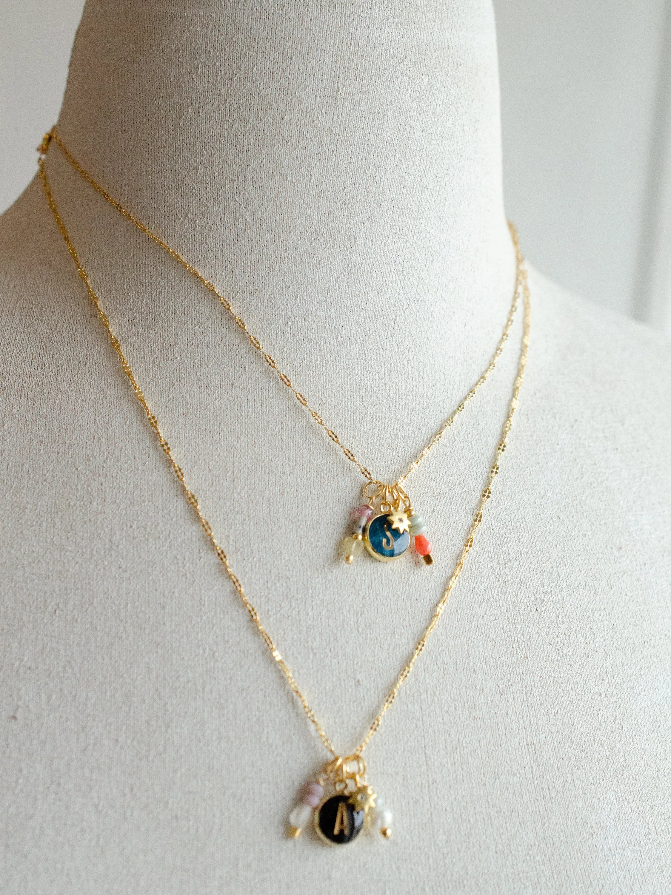 Initial Charm Necklace, Personalized initial necklace, monogram initial, round custom initial, round letter pendant, layering necklace