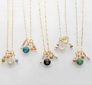 Initial Charm Necklace, Personalized initial necklace, monogram initial, round custom initial, round letter pendant, layering necklace