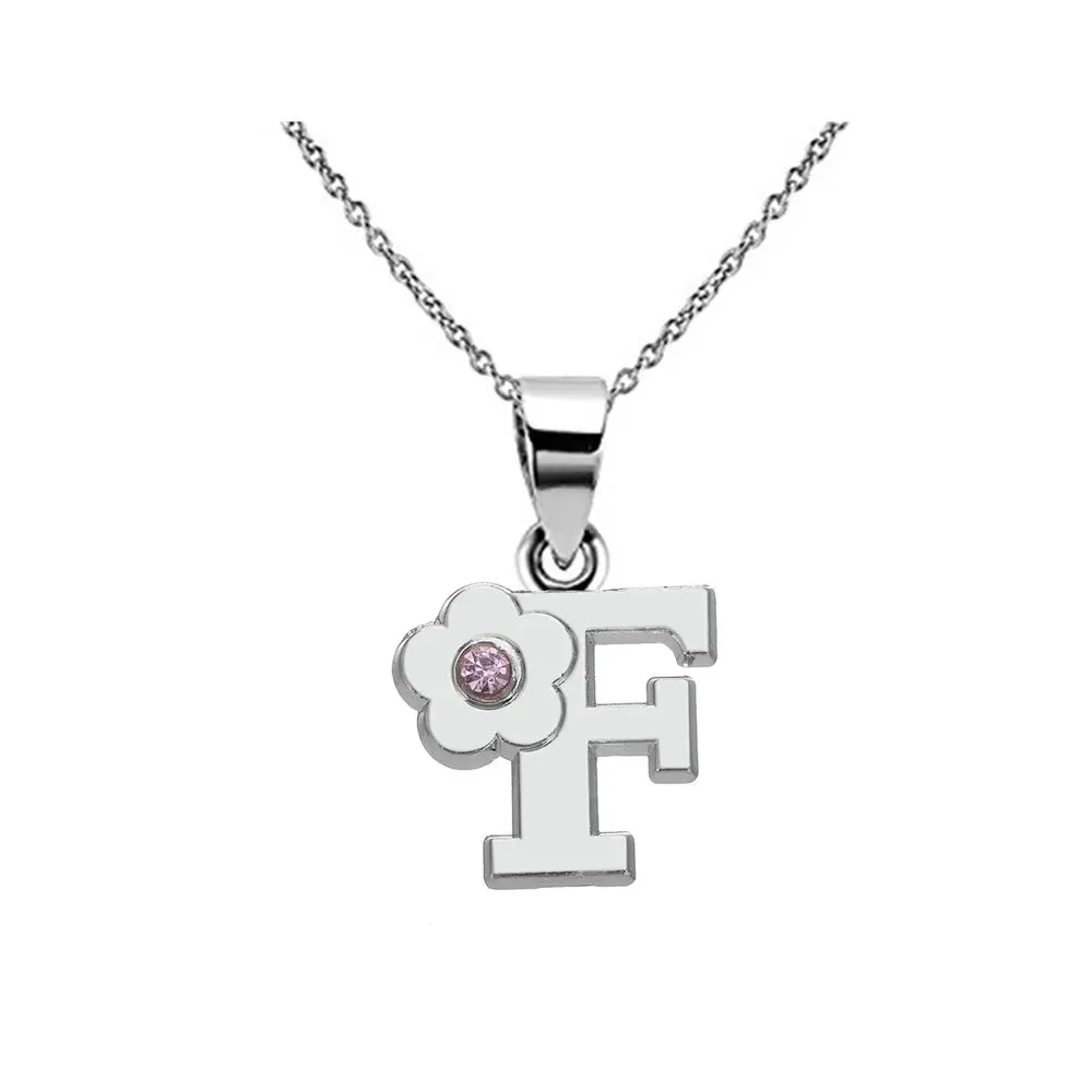 Initials Flower Letter Name Necklace for Girls Children's Alloy Crystal Flower A-Z Alphabet Pendant Chain Kids Jewelry