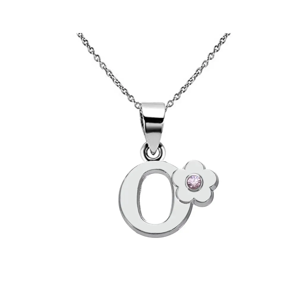 Initials Flower Letter Name Necklace for Girls Children's Alloy Crystal Flower A-Z Alphabet Pendant Chain Kids Jewelry