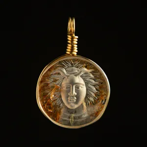 Intaglio Quartz Charm | Head of Medusa | 14k Yellow Gold