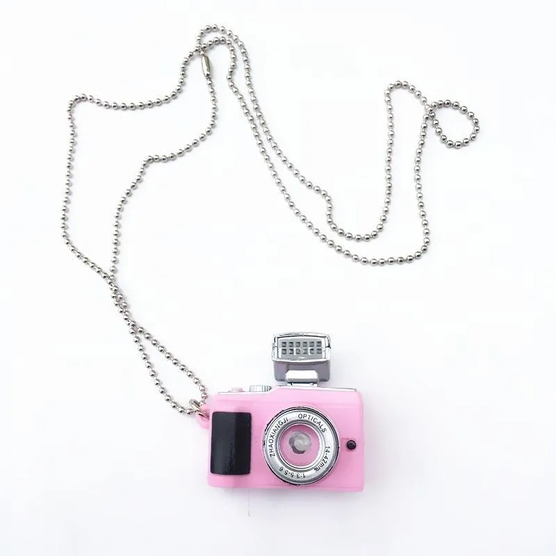 Interesting Flash Camera Necklaces Music Pendant Luminous Necklace Retro Small Camera Necklace With Flash For  Men and Women