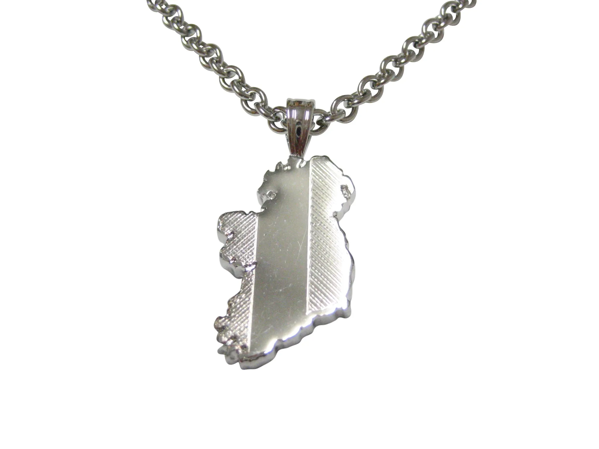Ireland Map Shape and Flag Design Pendant Necklace