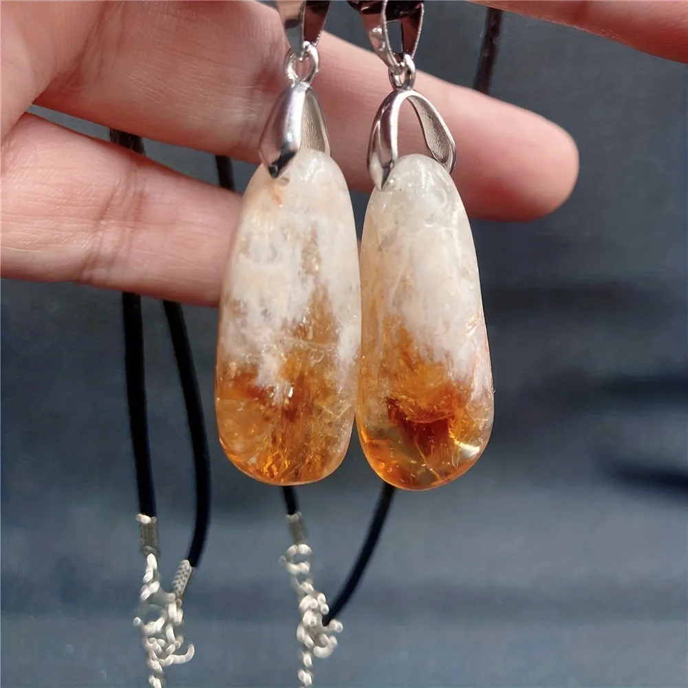 Irregular Crystal Citrine Pendant Lemon Quartz Healing Gemstone Necklace